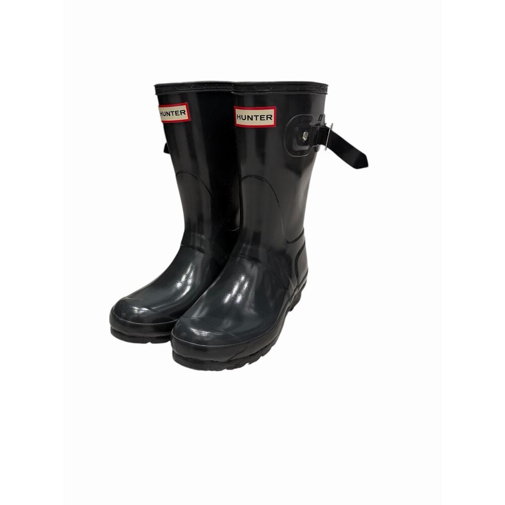 Hunter Original Youth Kids Wellington Boots Sz 5 Gray Glossy Rain Boots Spring - Picture 7 of 16